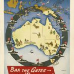 A map of Australia depicting encirclement by Japanese planes and ships. Reads "Ringed with Menace!"