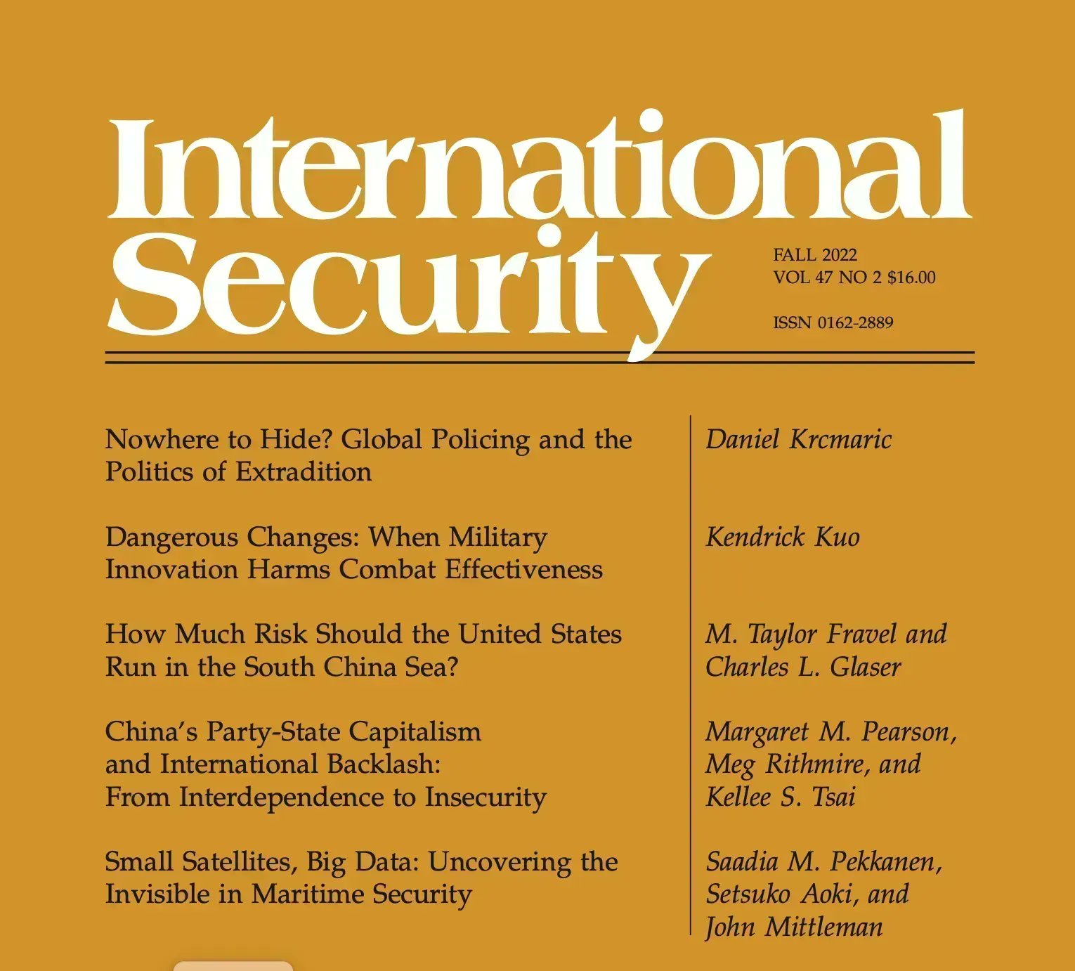 A Message from the Executive Editor of International Security